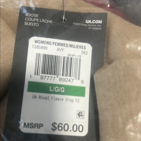 Under Armour Cream Crop Hoodie Relaxed Fit - Picture 3 of 3